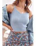 Short knitted blouse with straps, blue MP32858 - Online store - Boutique